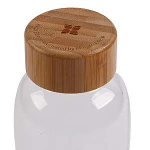 hot sale empty  550ml portable outdoor clear glass tea mug with bamboo capping