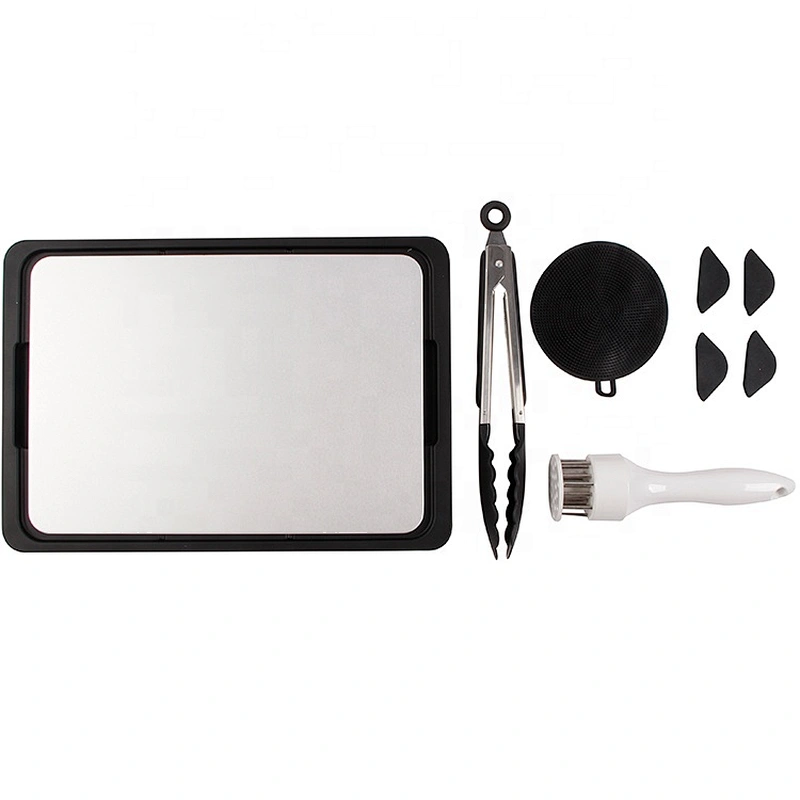 Hot sell customized complete aluminum alloy meat food metal thawing plate fast defrosting tray set with color box