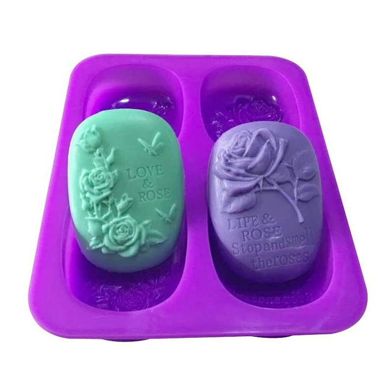 Decorative 4 Cavity Nonstick purple Round silicon soap mold