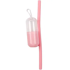 New Product Ideas Portable Eco Friendly Collapsible Silicone Drinking Reusable Straw with brush