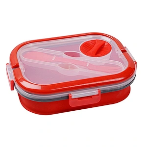 2 layer silicone collapsible bento lunch box  for school students
