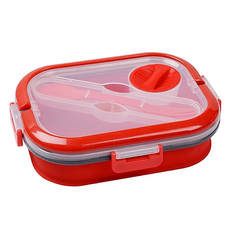 2 layer silicone collapsible bento lunch box  for school students
