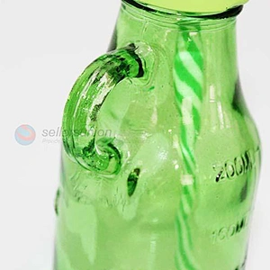 Direct Factory Green Clear 200Ml Beer Soda Juice Glass Bottle Shape Milk Tea Cup With Lids And Straws