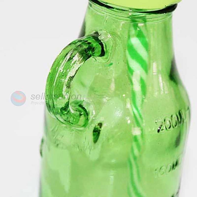 Direct Factory Green Clear 200Ml Beer Soda Juice Glass Bottle Shape Milk Tea Cup With Lids And Straws