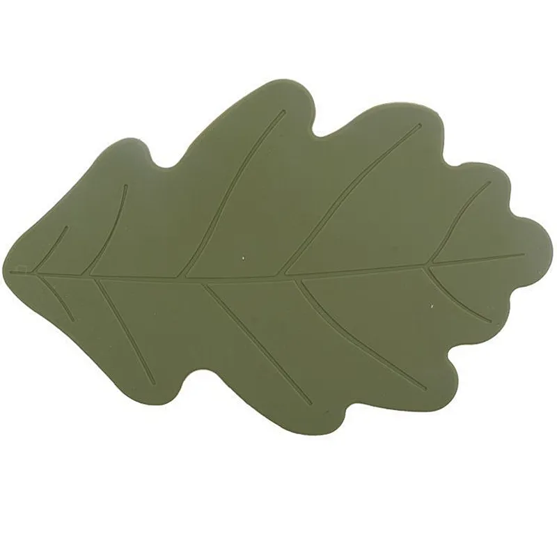 2020 Hot Sale Leaf Shape  Insulation Tableware Coasters Kitchen Green  Silicon Table Mat