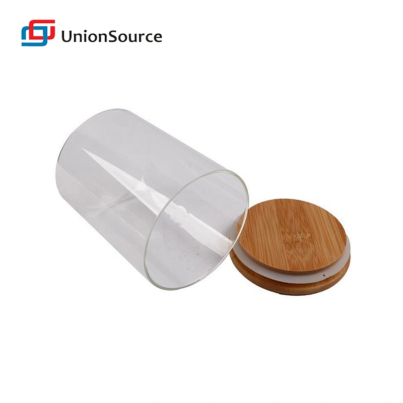 kitchen wholesale glass jars air tight spice food storage container with bamboo lid