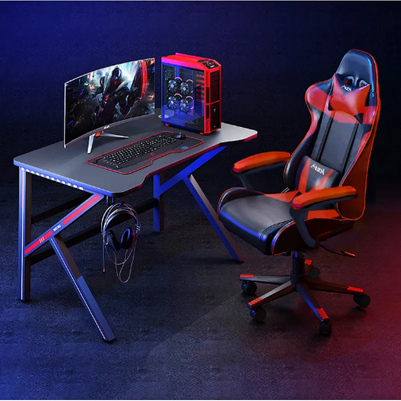 Union Source  hot selling Professional Design Adjustable pc computer Multi Colored Led Lights gaming desk table