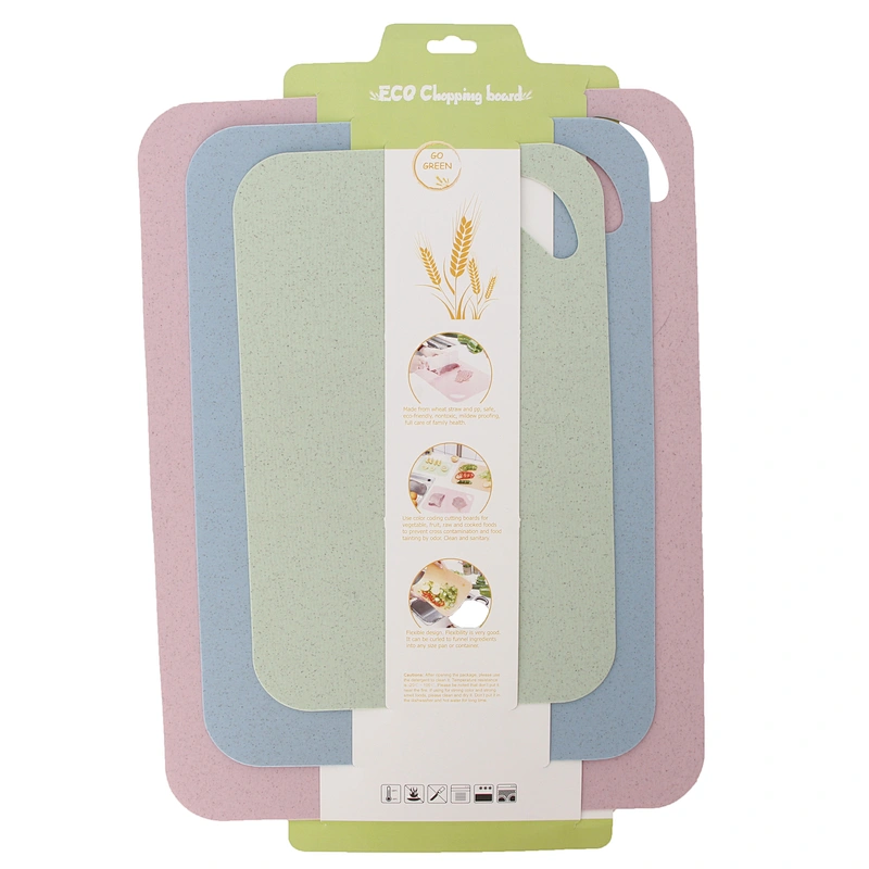 Wholesale Plastic Chopping Customized Lightweight kitchen accessories wheat straw flexible cutting Board set 3 pcs
