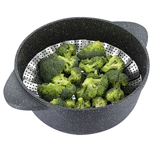 Stainless Steel Foldable Steamer Food Steamer Basket with Extendable Handle  For Kitchen