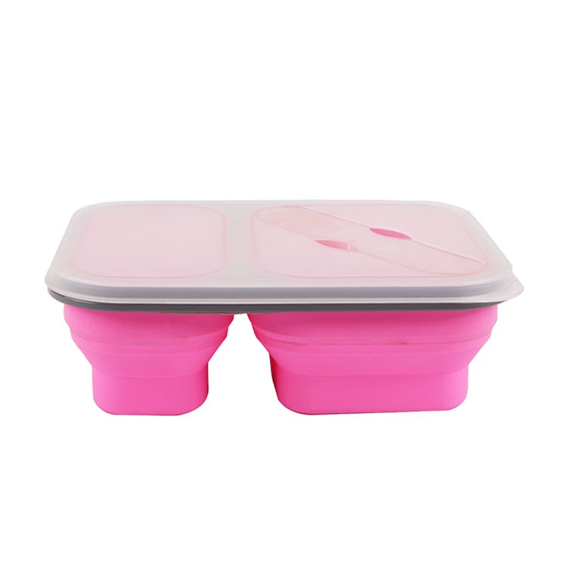 Bpa Free Silicone Folding Leak Proof Collapsible Silicone Airtight Food Bento Lunch Box