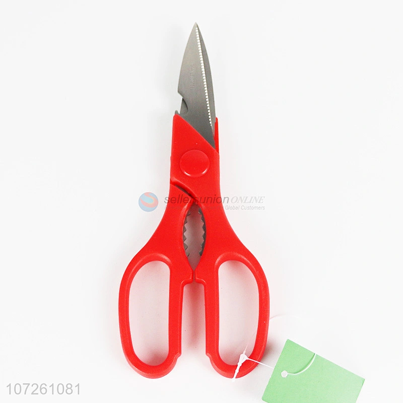 Red Plastic Stainless Steel Multifunctional Heavy Duty Versatile Clever Cutter Kitchen Scissors