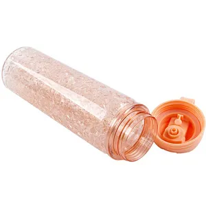 Factory price Dust-proof Double Wall Ice cooling Tritan outdoor Plastic Water Bottle with Folding handle Straw Spouted Cup