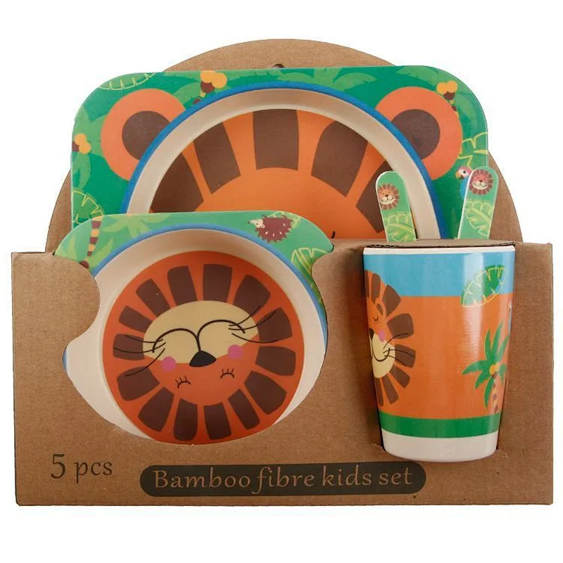 Unionsource Eco Bamboo Fiber Children's Baby Tableware For Kids Dinnerware Sets