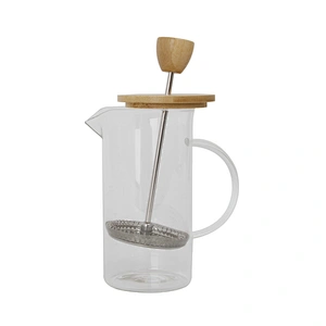 portable drinkware French Press Coffee Pot  tea maker Bamboo Plunger Glass Pot With handle