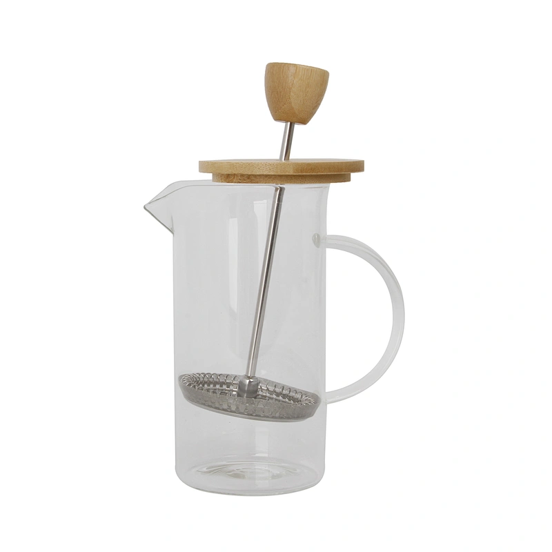 portable drinkware French Press Coffee Pot  tea maker Bamboo Plunger Glass Pot With handle