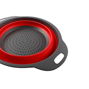 Union Source Food Grade Silicone 2pcs Collapsible Colander Strainers Set with Grip Handles