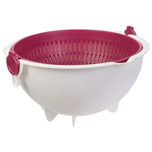 2 IN 1 Kitchen Food Salad Bowl Strainer Washing Bowl Fruit Colander Salad Bowl