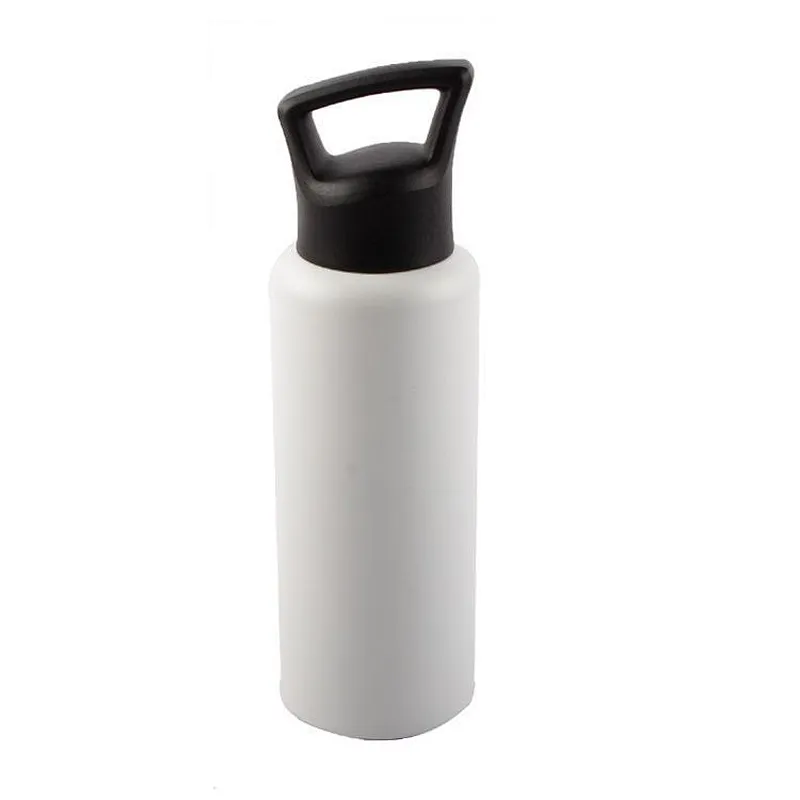 Hot Selling Powder Coated S/S Double Wall Insulated Vacuum Width Mouth Sports Travel Bottle With Oblique Handle