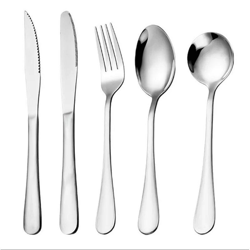 Union Source Portable luxury restaurant cheap silver stainless steel fork knife spoon set for hiking camping traveling