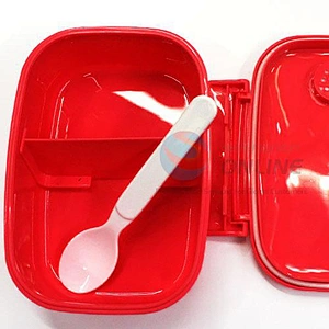 Chinese Manufacturers Fashion Design Red Pp Opp Plastic Food Containers Bento Lunch Box With Spoon