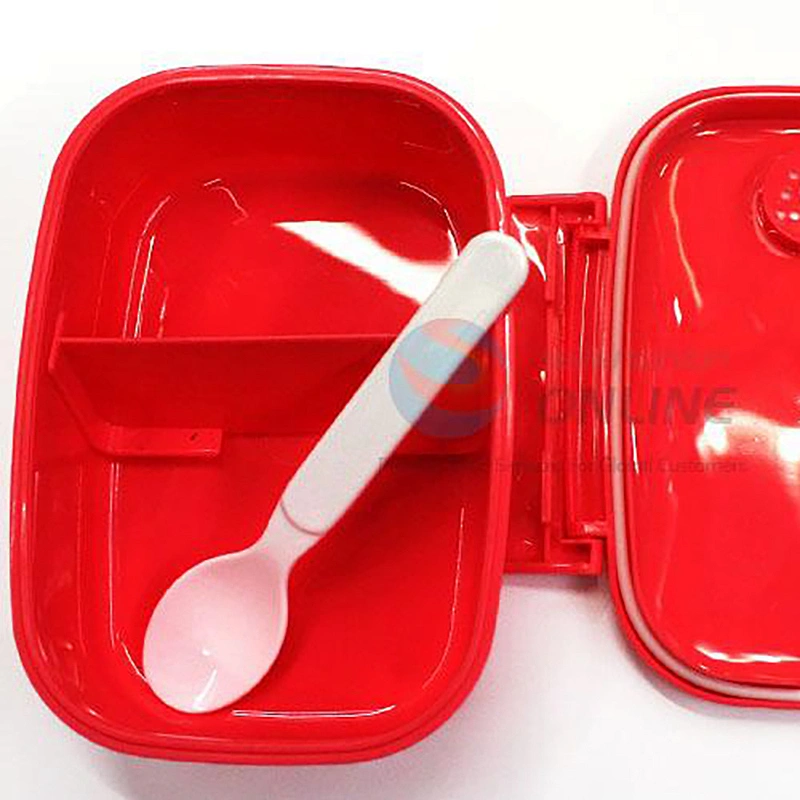 Chinese Manufacturers Fashion Design Red Pp Opp Plastic Food Containers Bento Lunch Box With Spoon