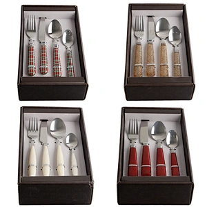 high quality Custom camping kitchen reusable 24 pcs flatware fork knife and spoon stainless steel cutlery set