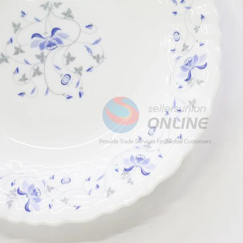 China Factory Direct Sales Dishes Retro Pattern Printing And Carving Ceramic Porcelain Plates For Dining-Table
