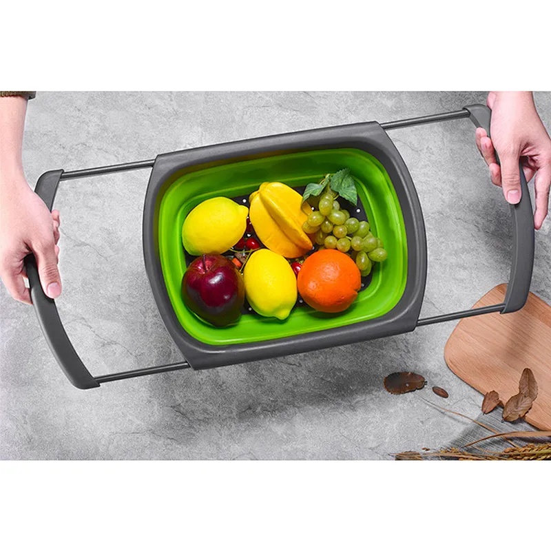 Union Source Collapsible Drain Basket/Silicone Expandable Folding Drain Basket Fruit Vegetable Washing