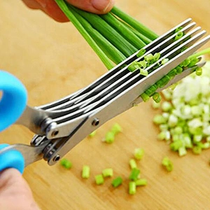 Professional Stainless Steel 5 Blades Kitchen tailor Scissors Herb Scissors With Comb