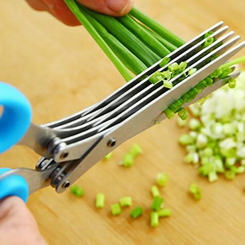 Professional Stainless Steel 5 Blades Kitchen tailor Scissors Herb Scissors With Comb