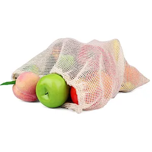 Union Source Recyclable Cotton Vegetable Fruits Food Mesh Bag With Customized Package