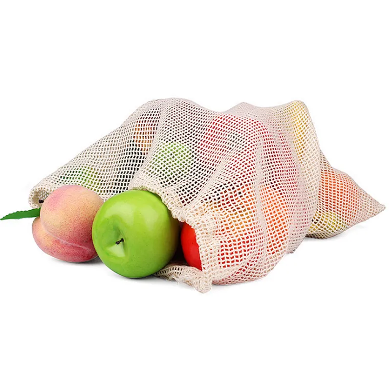 Union Source Recyclable Cotton Vegetable Fruits Food Mesh Bag With Customized Package