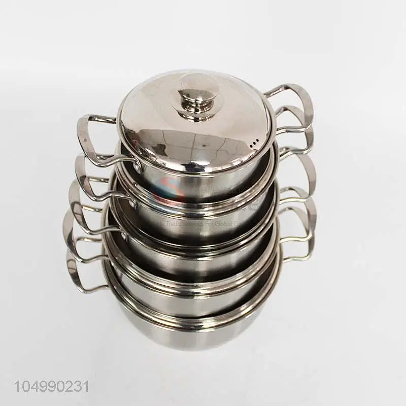 Hot Sale Wholesale 4Pcs Soup Cooking Pot Boiler Stainless Steel Casserole Set With Lid And Handle