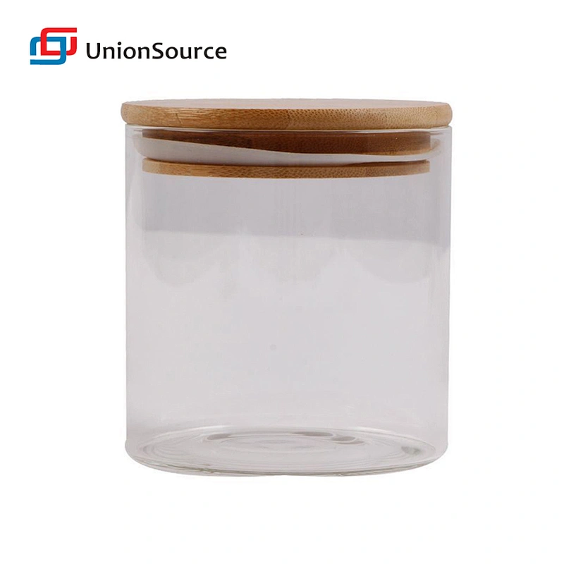 kitchen wholesale airtight glass jars spice food storage container with bamboo lid