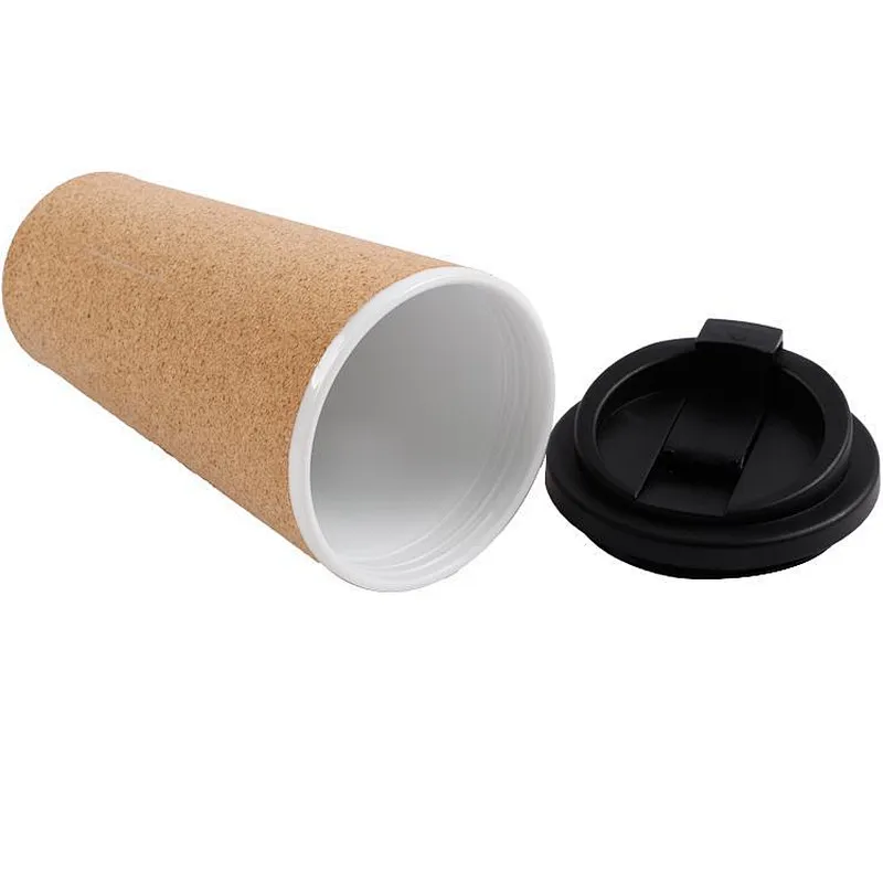 Union Source High quality environmentally friendly customized portable reusable cork coffee cup with lid