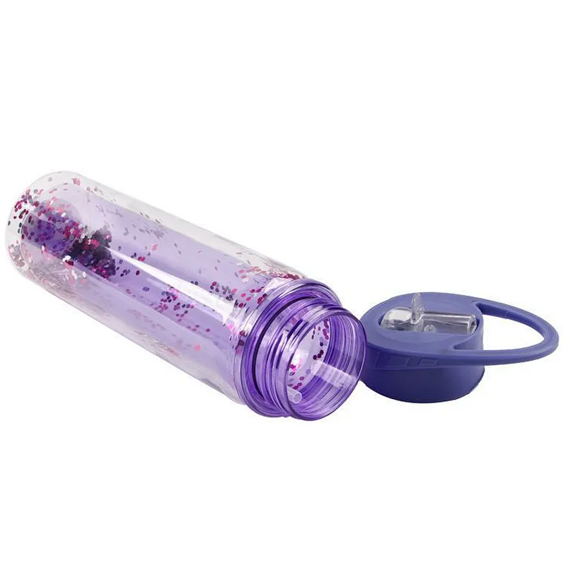 Cheap 700ml  Reusable Double Wall Lids Sports Straw Water Bottle With Handle