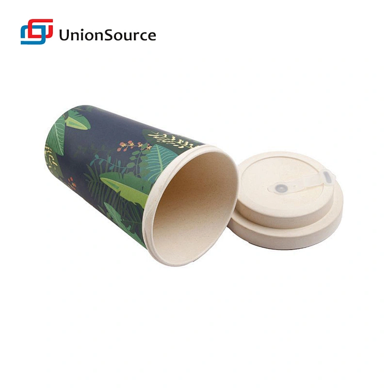 travel reusable eco friendly bamboo fiber coffee cup with silicone lid