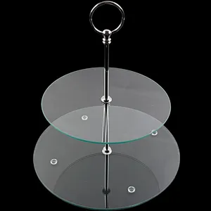 2 tier cake tools wedding glass cake stand set