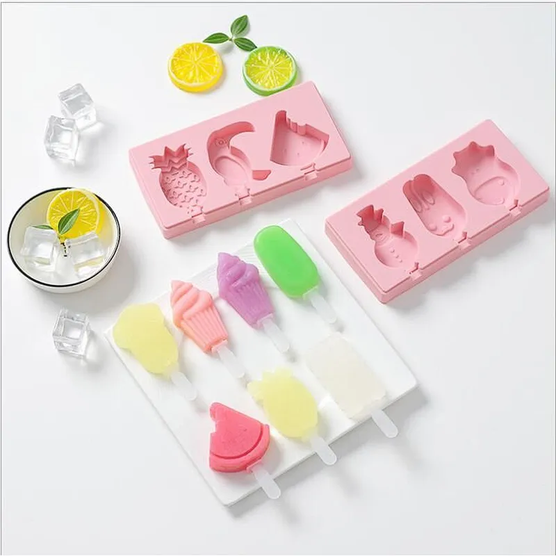New cute home food grade multifunctional triple stick silicone trays ice cube mold cream moulds