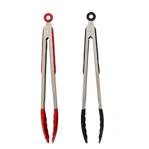 Union Source long handled salad tools multifunctional cooking kitchen food tongs with silicone tips