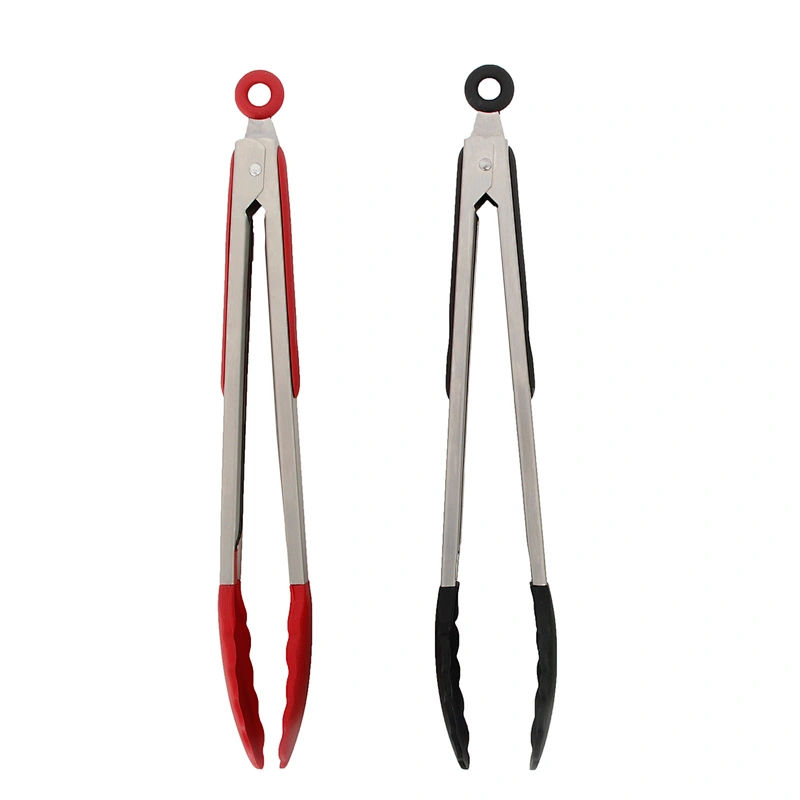 Union Source long handled salad tools multifunctional cooking kitchen food tongs with silicone tips