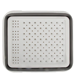 multifunctional PP TPR plastic silicone kitchen folding drain basket collapsible dish drainer rack
