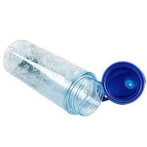 BPA FREE 650ml Double Wall Plastic Tritan Sports Drink Plastic Glitter Water Bottle For No Leak Gym Yoga