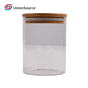 kitchen wholesale glass jars air tight spice food storage container with bamboo lid