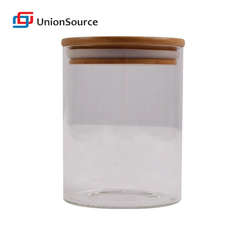 kitchen wholesale glass jars air tight spice food storage container with bamboo lid
