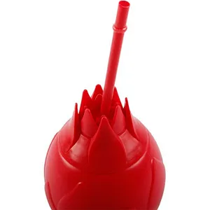 PE Dragon fruit shape summer  red plastic water bottle /juice bottles with straw