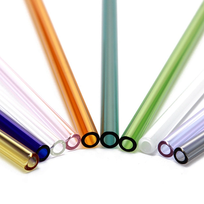 Heat resistant different color straight and bent borosilicate glass drinking straw