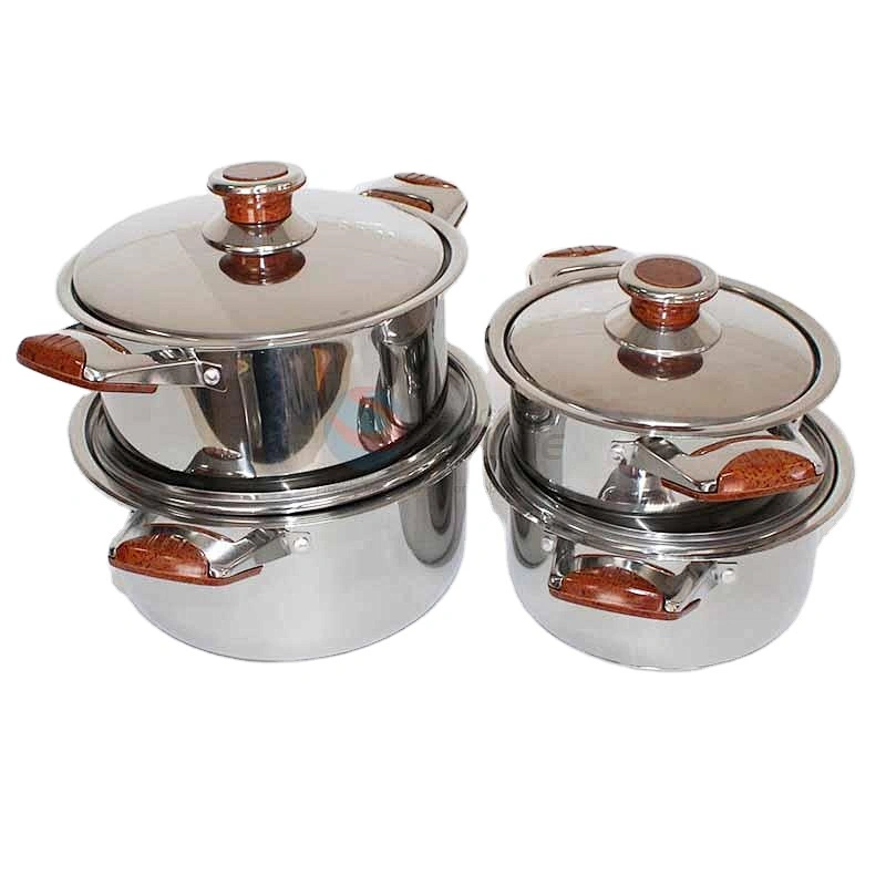 Multifunction High Quality Cheap 4Pcs Food Warmer Wooden Handle Soup Pot Casserole Dish With Lid