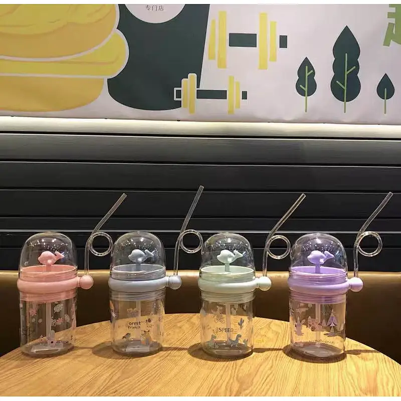Union Source custom logo 250ml reusable portable drinking kids plastic water bottles with straw pump