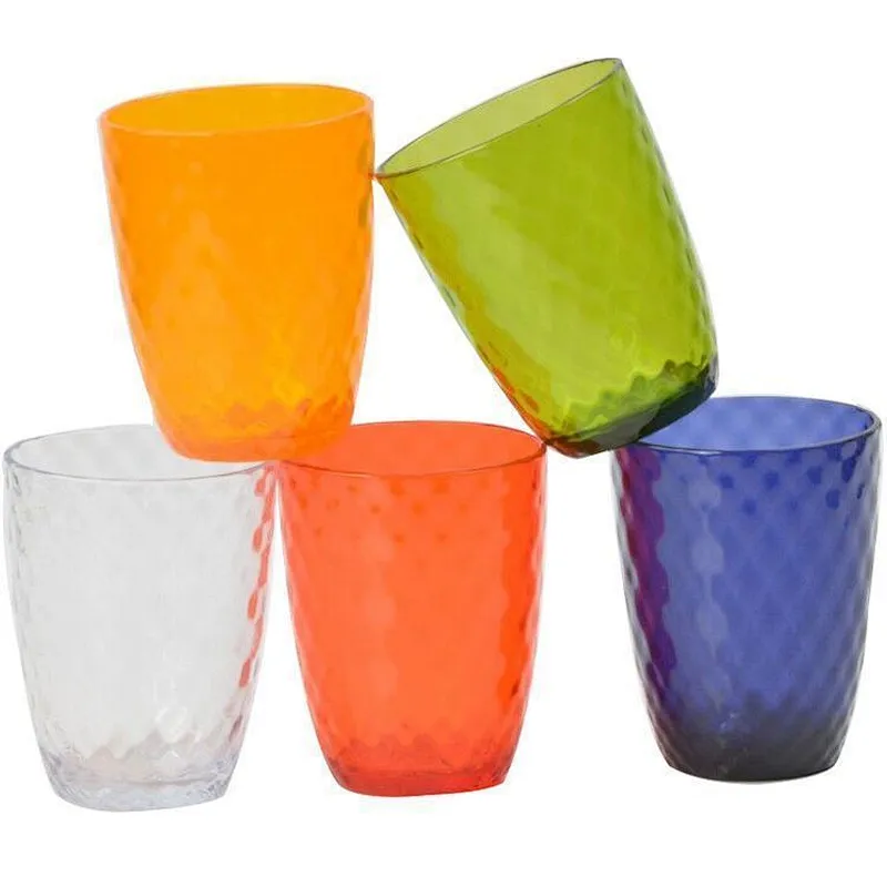 Union Source Reusable Multi-colored PS transparent plastic cup set